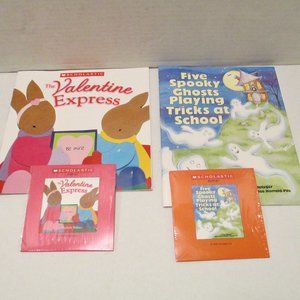 2 SCHOLASTIC Paperback Child Kids Book Sets Both Include Matching CDs